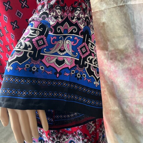 NWOT📌HOTOUCH Rayon - Cotton Mini Multicolor Dress Boho Style with Long Sleeve - Picture 4 of 15